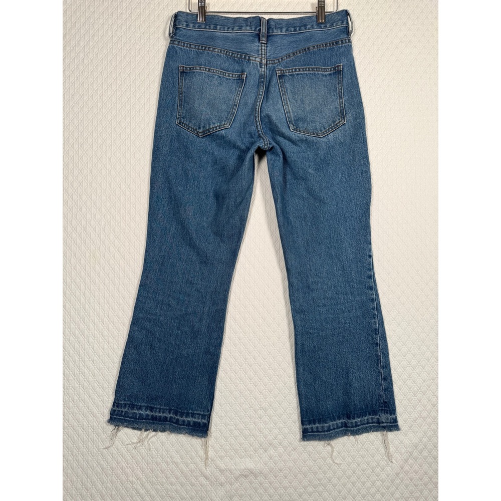 Free People Straight Leg Jeans Blue Med Wash Raw Released Hem W-26 Fit W-28x25 - Picture 2 of 8